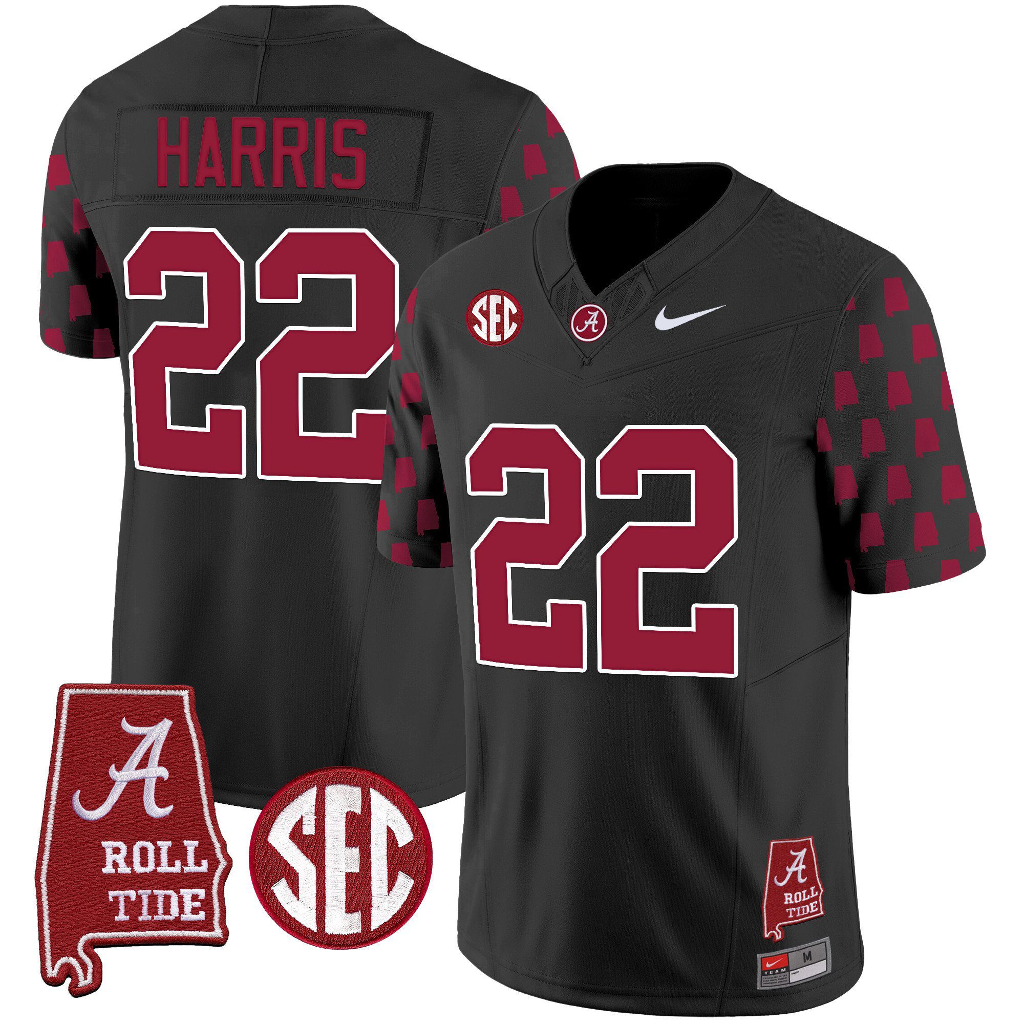 Men Alabama Crimson Tide #22 Harris Black Vapor Limited 2024 Nike NCAA Jersey